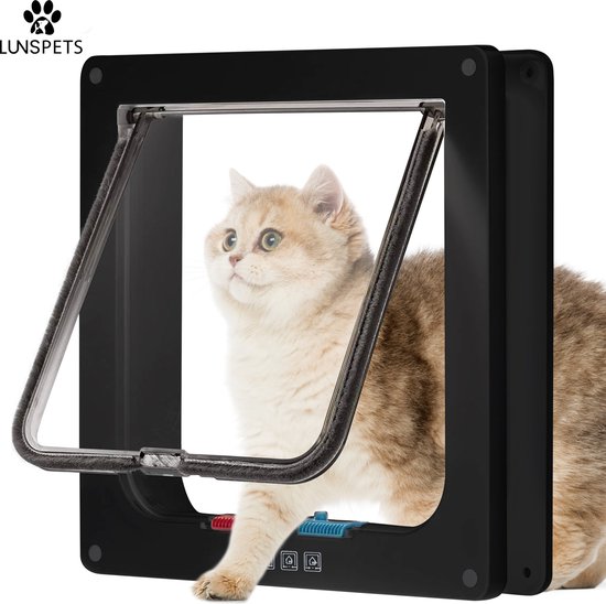 Foto: Lunspets kattenluik kattenluiken kattenluik met tunnel kattenluikje kattendeur zwart magnetische sluiting waterdicht voor middelgrote kleine katten binnen buiten deuren 19x20x5 5 cm size m inclusief handleiding 