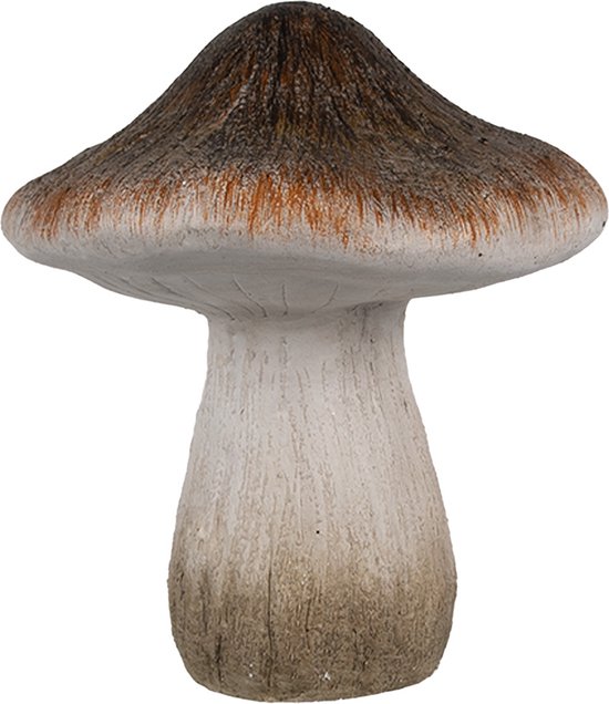 Clayre & Eef Decoratie Paddenstoel Ø 11x12 cm Bruin Wit Keramiek Herfst decoratie