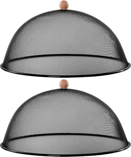 Luxe stevige vliegenkap/voedselkap zwart metaal 43 cm - Afdekkappen/vliegenkappen van Luxe. — afbeelding 2