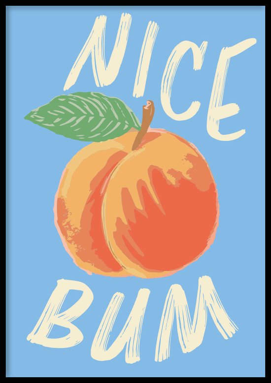 Affiche Peachy Bum - 30x40 cm - Poster toilette - WALLLL - Hors cadre - Poster Toilettes - Poster Peach - Poster drôle - Poster rétro