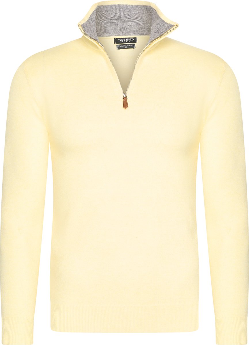 Heren trui Cashmere touch Schipperstrui met rits Coltrui Heren Longsleeve Shirt. bol