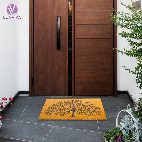 KARAT Kokosdeurmat, deurmat, vuil-vasthoudende mat, kokosmat met antislip achterkant (naturel, 100 x 300 cm, 1,7 cm dik