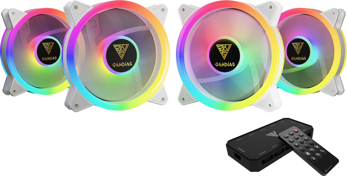 新品 GAMDIAS ARGB 120mmFAN 8個セットM2-1204R Gamdias 4x 120mm PC Ventilator Fans Wit met aRGB LED verlichting