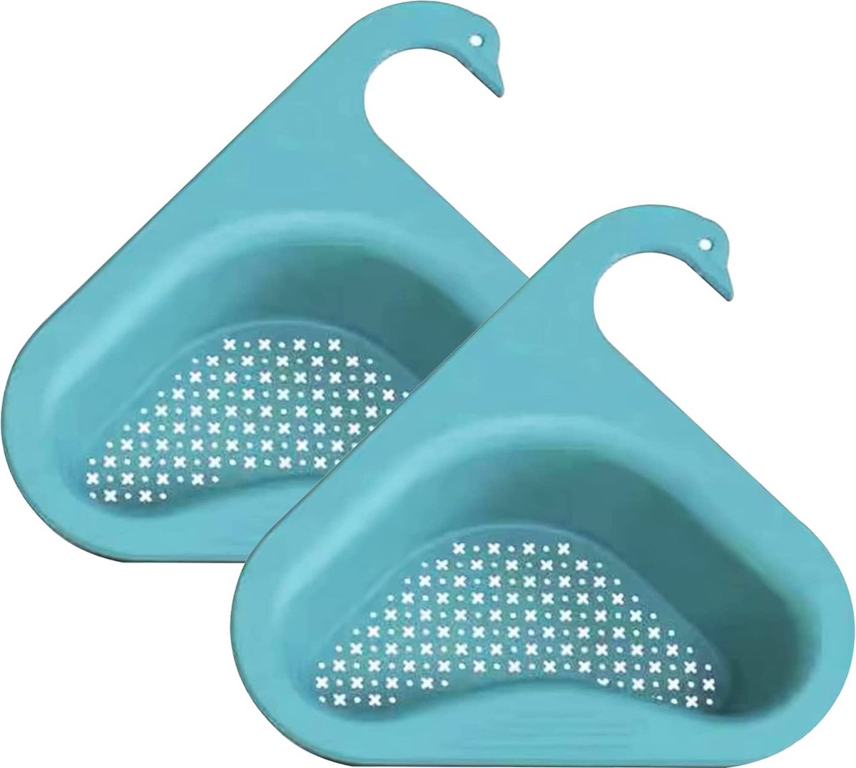 Goedkoopste IBBO Shop - 2x Gootsteen Organizer - Afvoerzeef - Gootsteen Plug - Gootsteen Bakje - Gootsteen Afvalbakje - Gootsteen Vergiet - Gootsteen Zeef Plastic - Gootsteen Zeefje - Zwaanvorm - 2 STUKS - Blauw