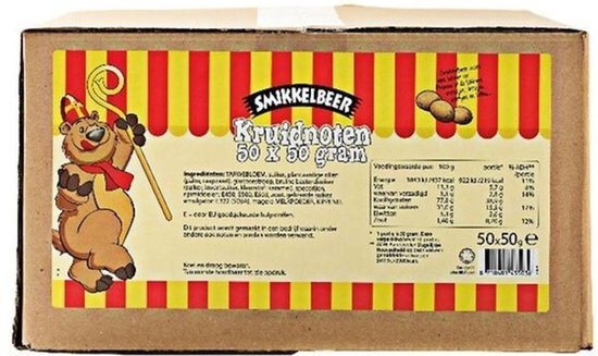 Foto: Smikkelbeer kruidnoten uitdeelzakjes 50 x 50 gram cadeautje voor kinderen schoentje schoen handig klein