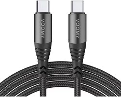 Voomy 100W USB-C Kabel - USB C naar USB C - 2 Meter - Oplaadkabel & Datakabel - Snellader - Geschikt voor Smartphones, Laptops & Tablets - Nylon