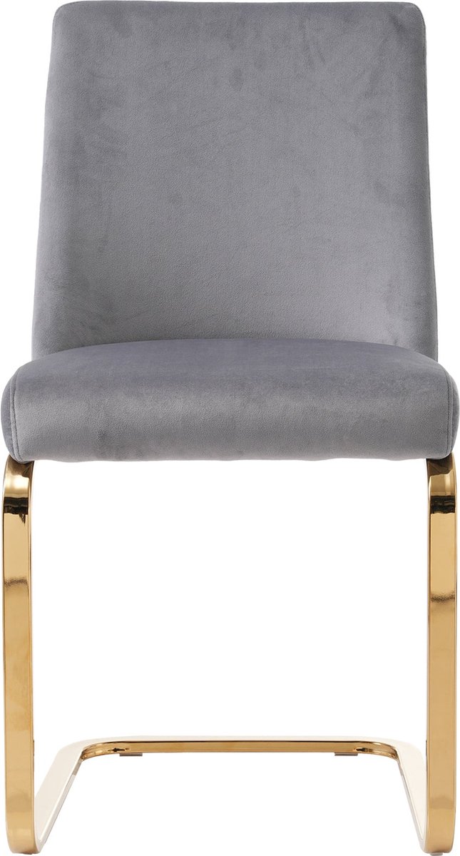 Merax set van 6 fluwelen stoelen - Luxueus design met diamantvormige rugleuning en metalen poten - Perfect voor woonkamer en slaapkamer - Grijs