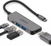 Voomy USB C Hub - 4 in 1 - 4K HDMI - USB C 100W - USB A 3.0 - Docking Station - USB Splitter - Geschikt voor Macbook Pro / Air / Windows / Universeel