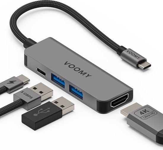 Voomy 4-in-1 USB-C Hub met 4K HDMI,...