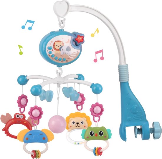 Baby Mobiel Wieg - Rammelaar Voor In De Wieg - Muziek Mobiel Met Licht 5 In 1 Opzetstukken Timer Afstandsbediening Voor Baby S 0 12 Maanden Ideaal Cadeau