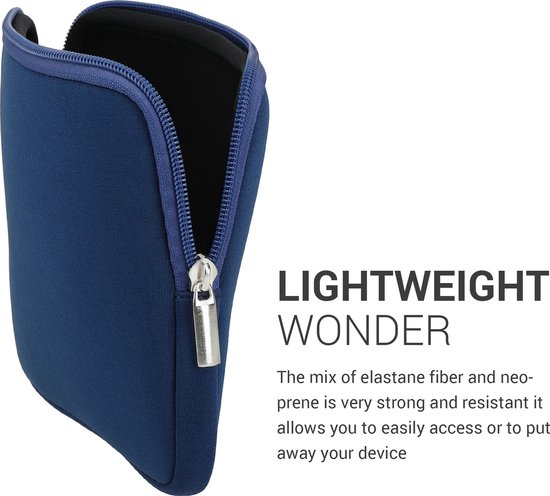 kwmobile Neopreen e-Reader Pouch Maat 6-7" eReader - Universele eBook Sleeve Case met Rits - Donkerblauw — afbeelding 4