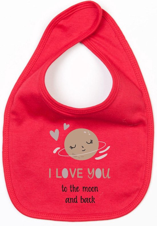 Bavoir Love You To The Moon-Rouge-Taille Unique