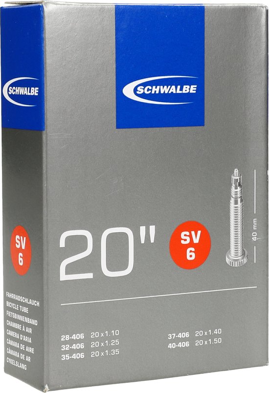 Schwalbe SV6 - Binnenband Fiets - Frans Ventiel - 40 mm - 20 x 1 1/8 - 1 3/8 - 150 — afbeelding 2