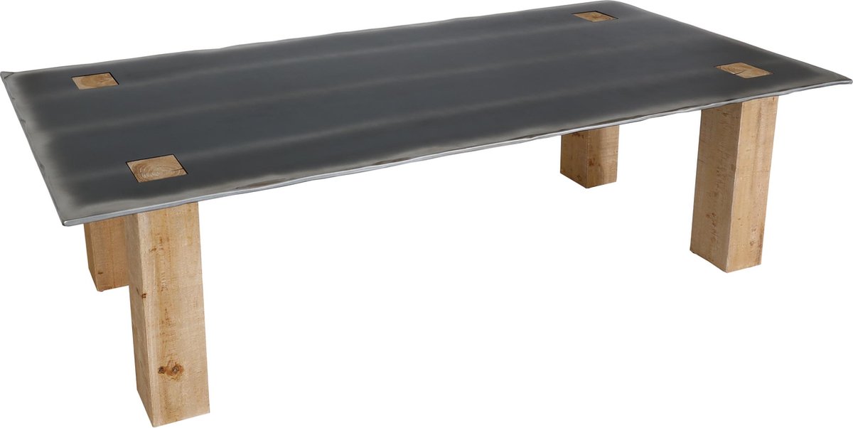 MCW Eettafel MCW-L76, eetkamertafel, industrieel massief hout MVG-gecertificeerd 240x100cm, naturel met metaal look bruin