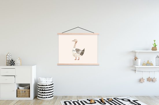 Support pour affiches avec affiche 120 x 90 cm - Affiche scolaire - Oie - Animal - Couleurs pastel - Affiche textile - Lattes vierges