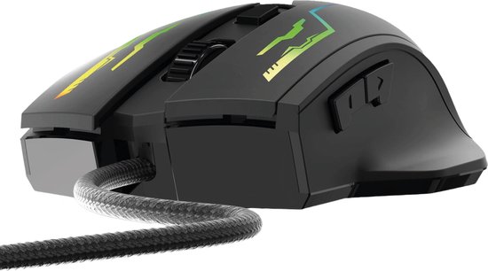 Gaming Muis - Bedrade Computermuis - Duimsteun - RGB Verlichting - 7 Aanpasbare Knoppen - 800 t/m 3600 DPI - Fire Knop - Ergonomische Game Muis