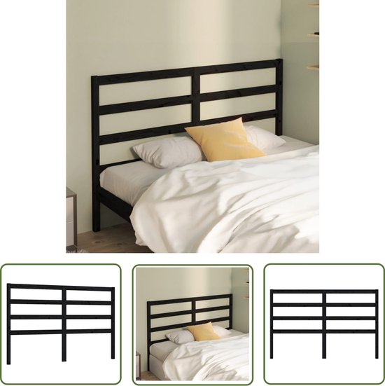 Tête de lit en bois The Living Store - Zwart - 146 x 4 x 100 cm - Look classique