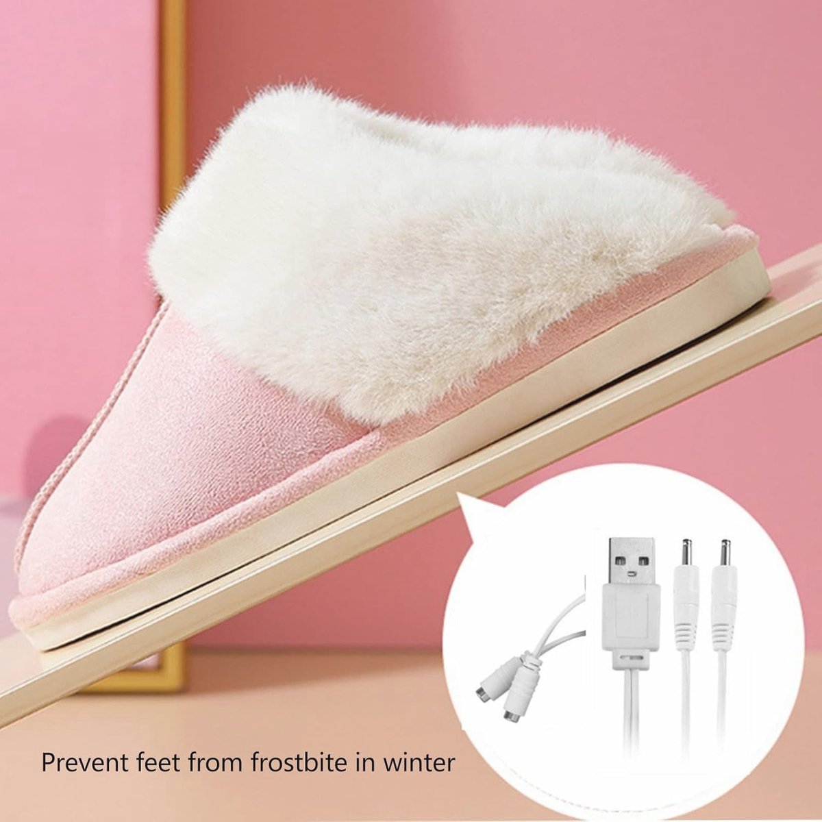 Chaussons Chauffants USB – Bottes électriques Réglables 5 Températures (42 à 65°C), Minuterie, Antidérapantes, Taille 46-47