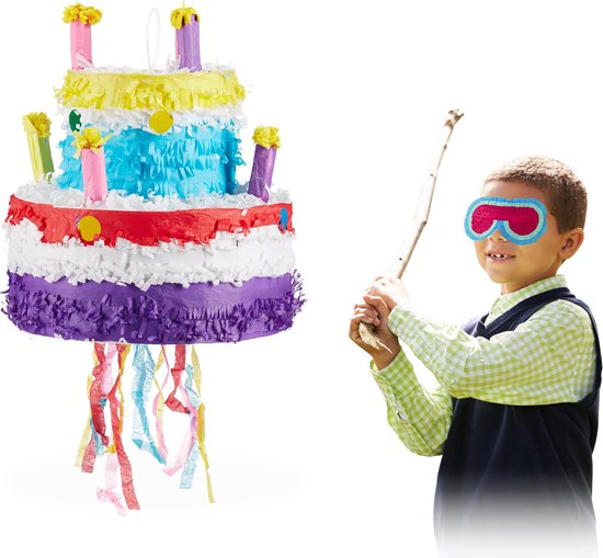 Relaxdays Pinata Birthday Cake - anniversaire - piñata - pull pinata - fête  d'enfants