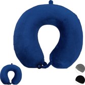 relaxdays 2 x Nekkussen vliegtuig - reiskussen - traagschuim kussen - neksteun - blauw