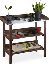 table de rempotage relaxdays - bois - table végétale - table de travail de jardin - métal - établi de jardin