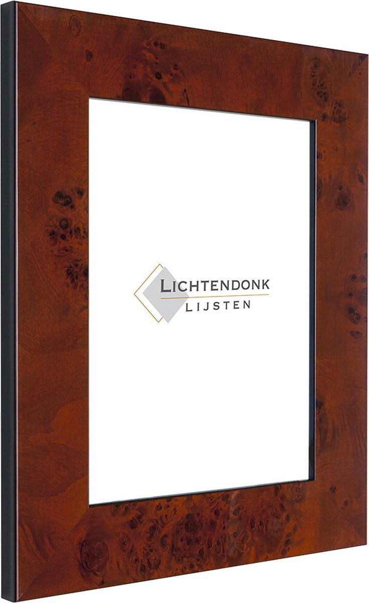 Lichtendonk Fotolijst - Wortelnoot - 4 cm breed profiel - Fotomaat 13x13 - Helder glas - Art.nr. 1060513132 BruinBruin
