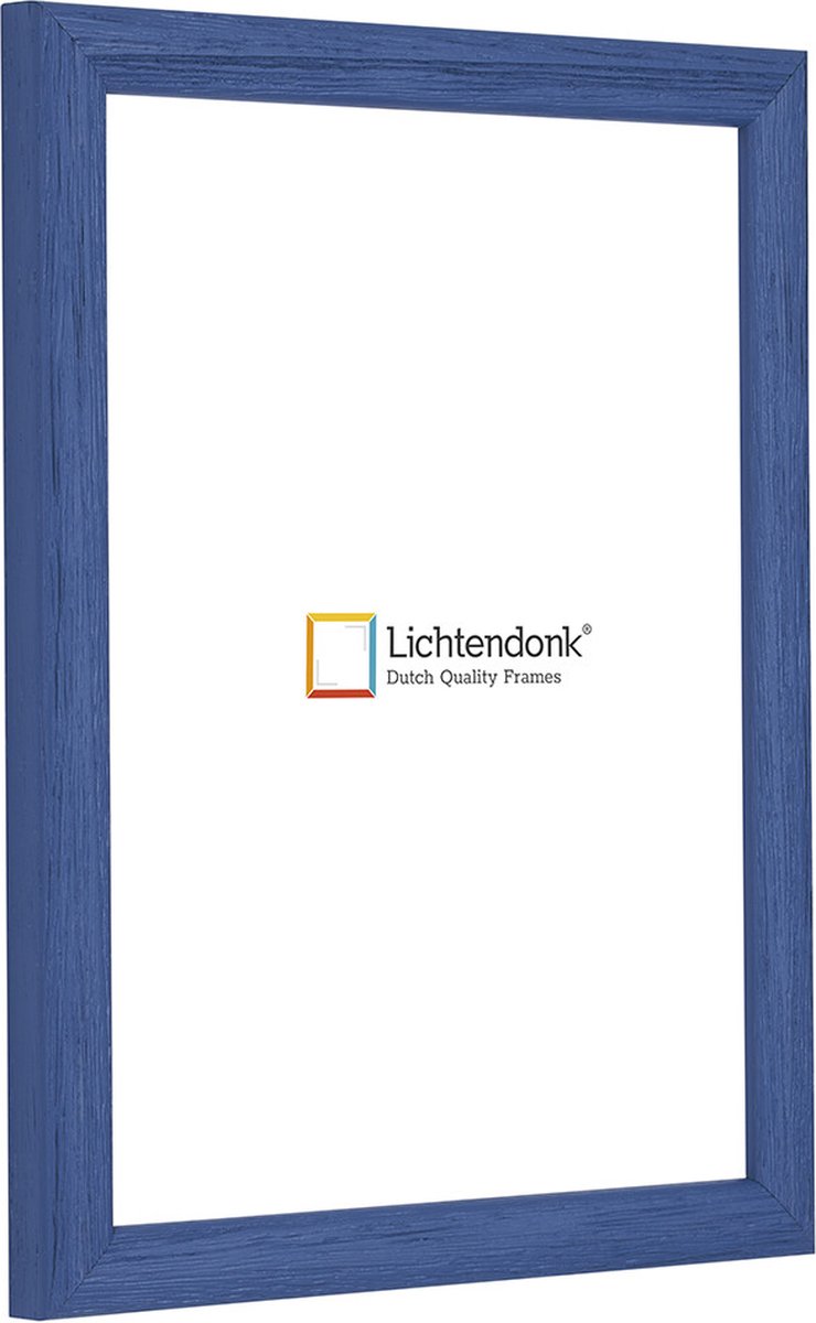 Fotolijst - Fotokader - Azuurblauw - Halfrond met zichtbare houtnerf - Fotomaat 25x25 - On