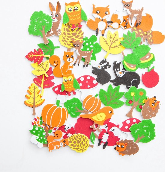 96 Foam Stickers Bosdiertjes - Knutselstickers Bos Dieren - Knutselen Meisjes - Knutselen Jongens - Knutselen Kind - Knutselen voor Kinderen - Kleuter Stickers - Stickers Kind - Stickers voor Kinderen - Stickers Dieren - Bosdieren Foam Stickers