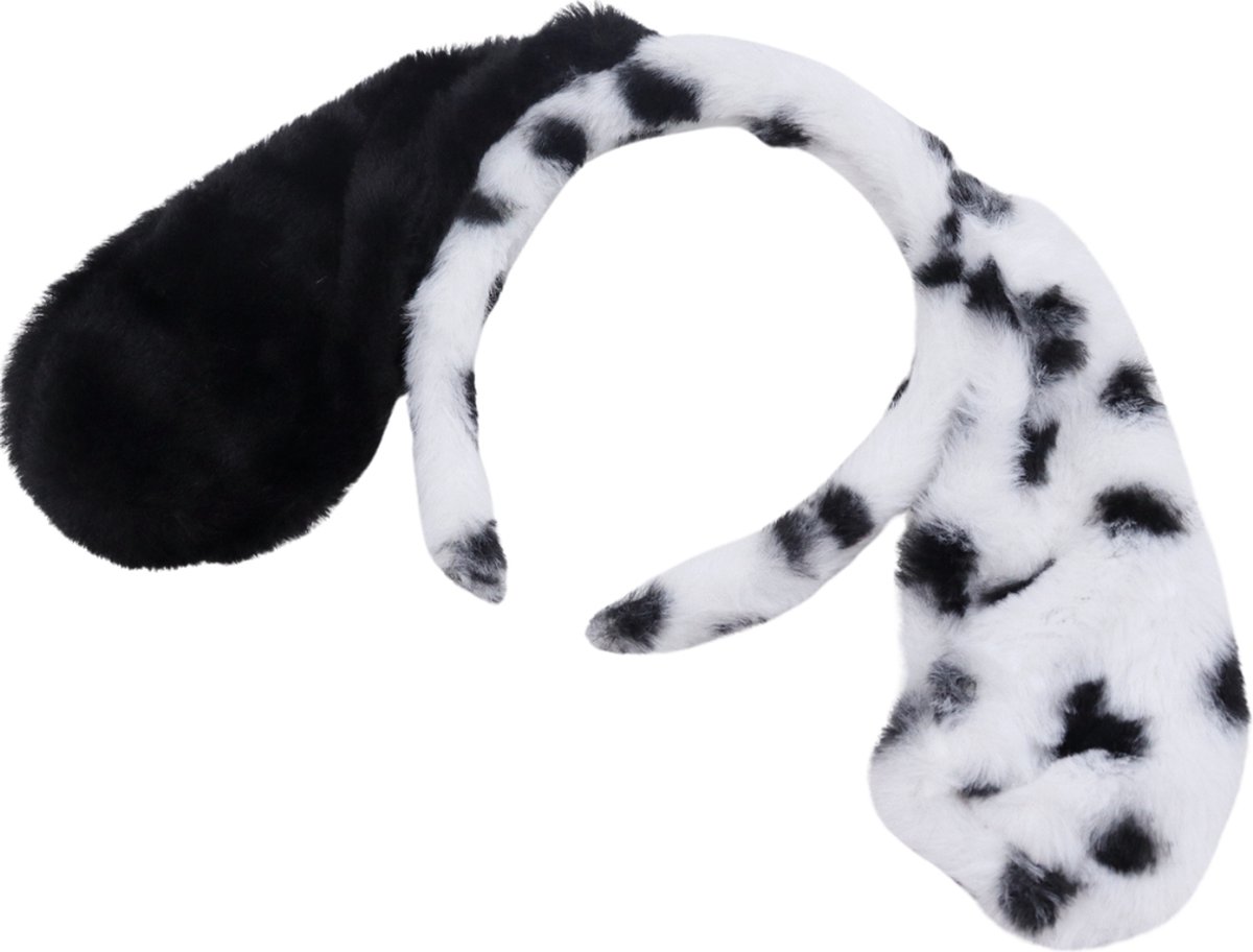 Joya Kids® Hond Dalmatier Verkleed Accessoires | Verkleedset Honden | Meisjes en Jongens en Volwassenen Verkleedpak Puppy | Carnaval en Halloween Outfit kinderen en Volwassen | Haarband met Oren, Neus, Staart en Strik | Zwart Wit met Stippen — afbeelding 7