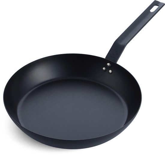 BK Solid Steel BBQ koekenpan 28cm - plaatstaal - carbon staal - Gietijzer handgreep - ovengeschikt tot 230°C - barbecue - handwas - BBQ set
