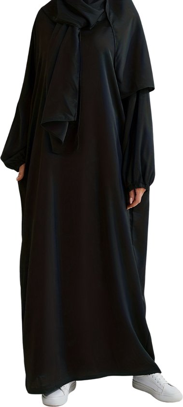 Bovista Abaya - Vêtements de prière Femmes - Vêtements islamiques - Jilbab - Khimar - Femme - Alhamdulillah - Zwart
