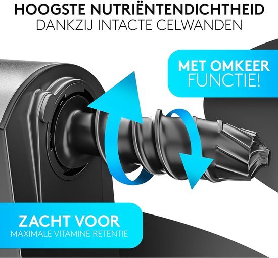 3 in 1 Sapcentrifuge - Groenten en Fruit - Slowjuicer - Blender - Vaatwasser Bestendig - Met Bortel en Kan - eBook - Roestvrij Staal - Zwart van TurboTronic — afbeelding 5