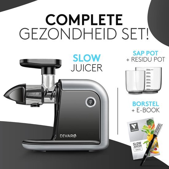 3 in 1 Sapcentrifuge - Groenten en Fruit - Slowjuicer - Blender - Vaatwasser Bestendig - Met Bortel en Kan - eBook - Roestvrij Staal - Zwart van TurboTronic — afbeelding 2