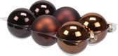 Othmar decorations Boules de Noël - 6x pcs - marron acajou - 8 cm - verre - mat/brillant - Décorations de Noël
