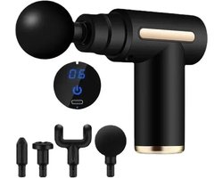 WiseGoods Premium Massagegun & Touchscreen - Massage Gun - Massageapparaat - Massagepistool - Rugmassage - Massageapparaten Zwart
