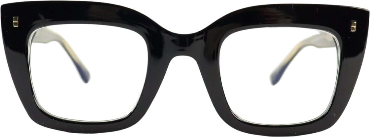 Montour Blauw Licht Bril - Zonder Sterkte - SARA - Vierkant Model - Zwart - Computerbril - Blue Light Glasses