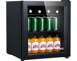 Luxe Minibar Koeling – Mini Koelkast – Wijnkoelkast 48L – Skincare Fridge – Glazen Deur – Kleine Drankenkoelkast – 5 Instelbare Niveau’s – Zwart