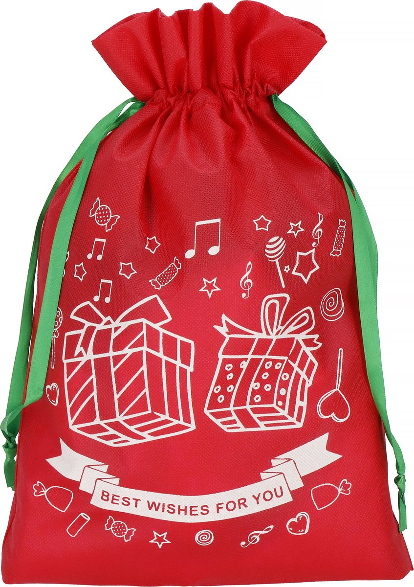 Springos Kerstzak | Cadeautas | Rood/Wit/Groen