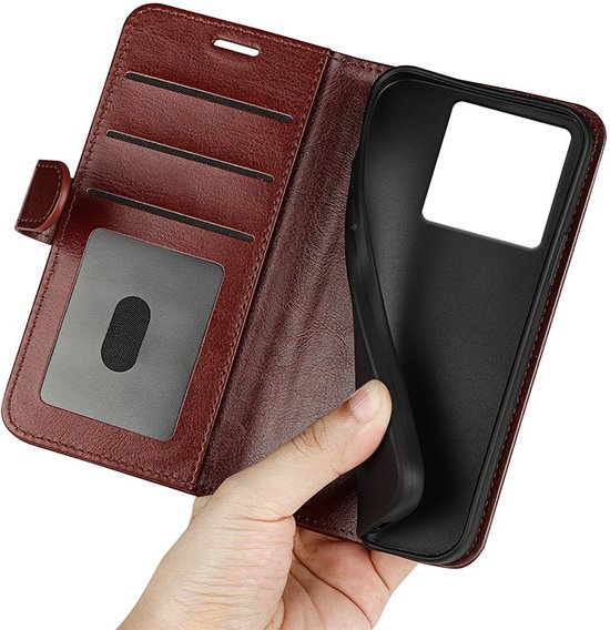 Xiaomi 13T - 13T Pro Case - MobyDefend Wallet Book Case (fermeture arrière) - Marron - Étui de téléphone portable - Étui de téléphone adapté pour Xiaomi 13T