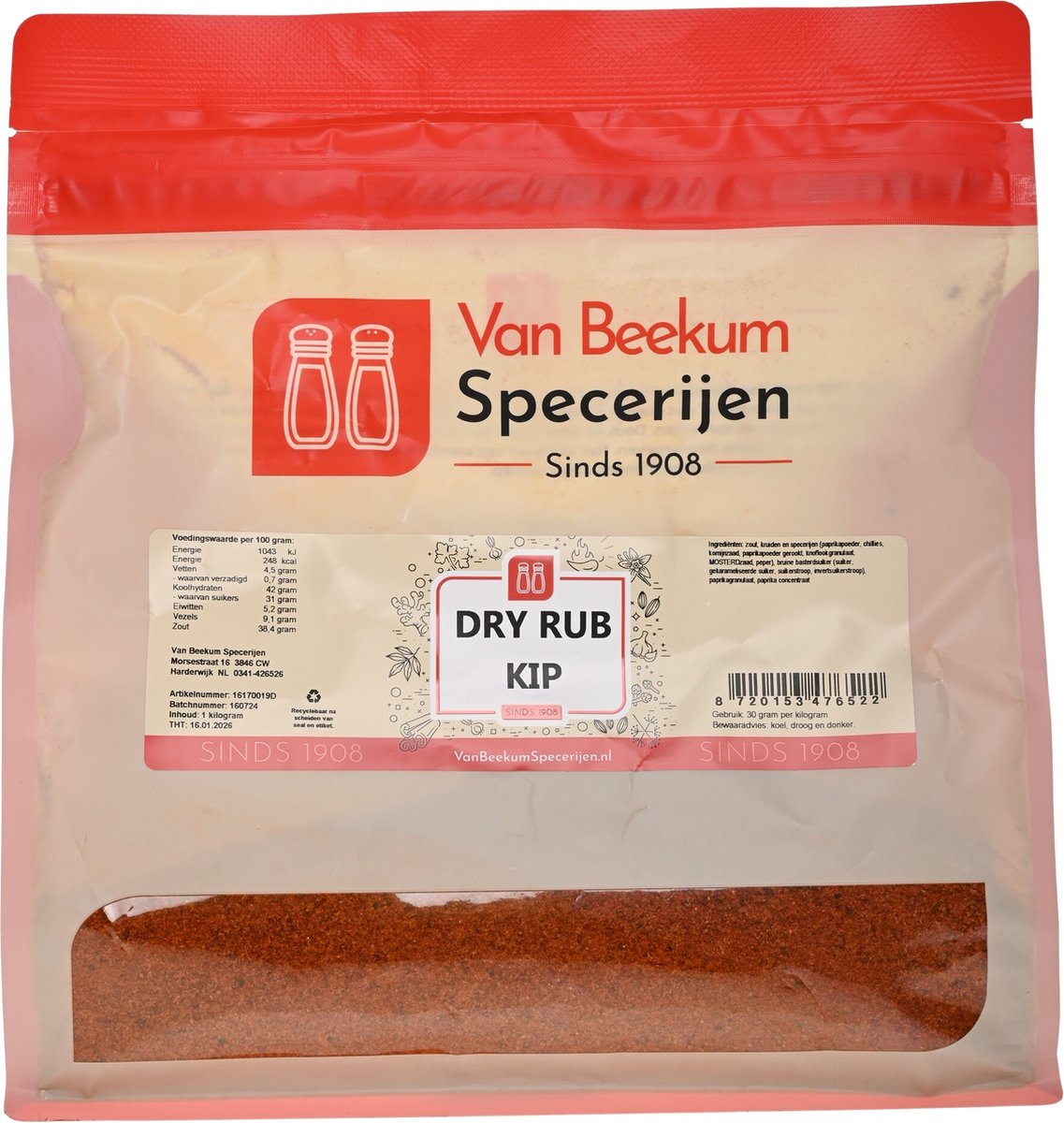 Goedkoopste Van Beekum Specerijen - Dry Rub Kip - 2 kilo (hersluitbare stazak