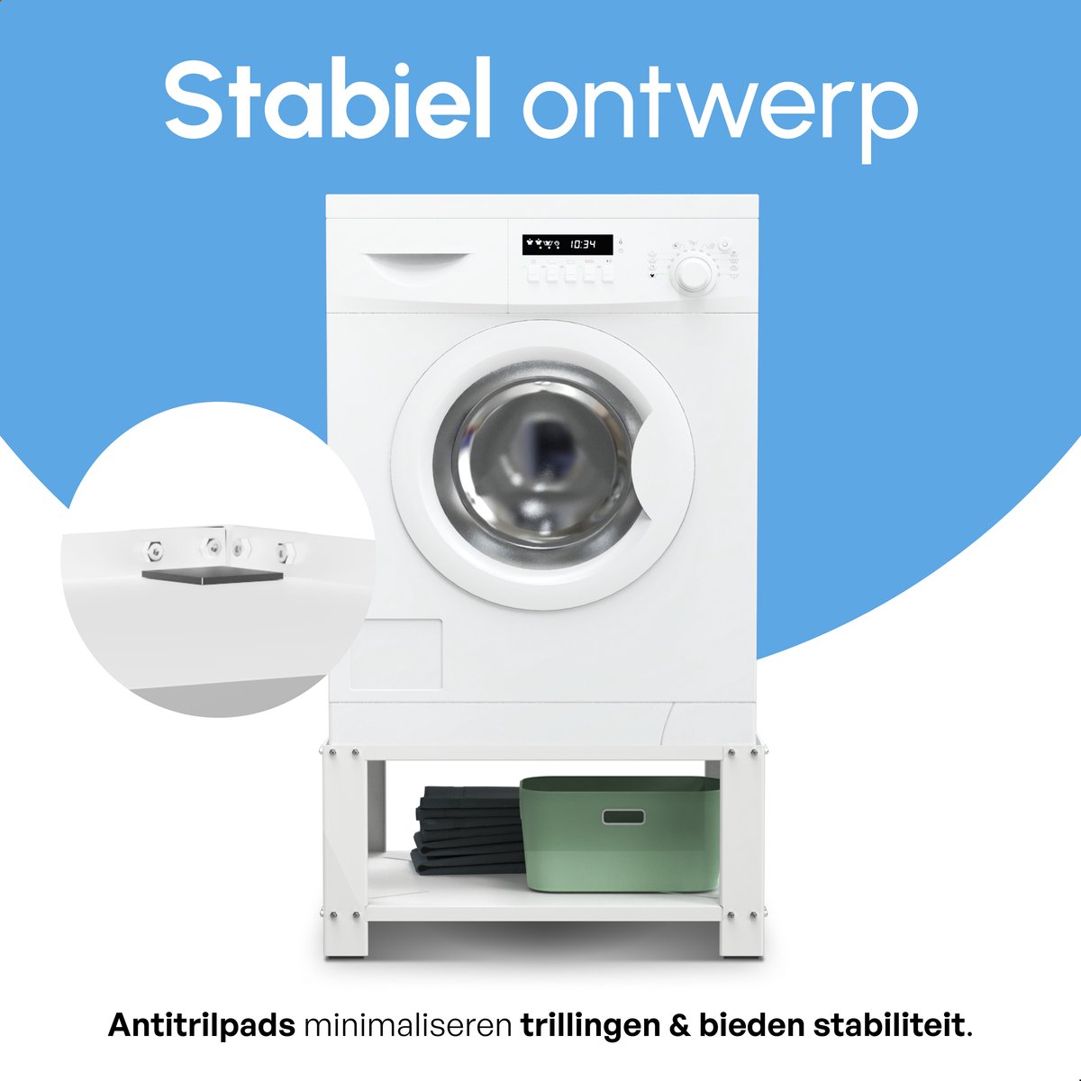 Bodo® - Wasmachine Verhoger - Kast - Ombouw met Plank - Wit - 63x54x31cm — afbeelding 4