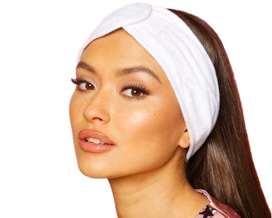 Verstelbaar Badstof Hoofdband - Headband - hairband - Hairband - Make Up Stretch Handdoek Met Tap - Make-Up Accessoires - 2 STUKS - Wit