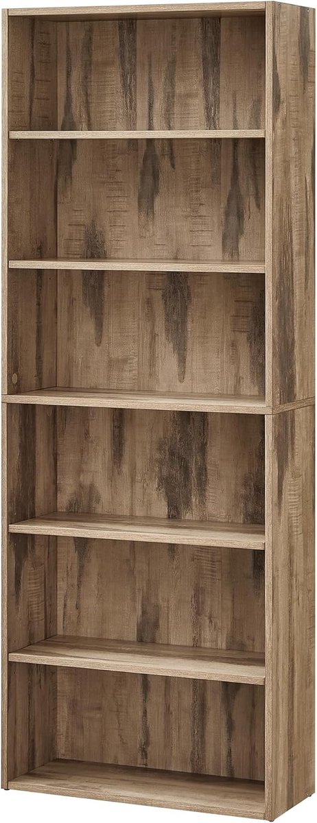 Goodivery ® Ruime en Aanpasbare Boekenkast met Zes Niveaus voor Woonkamer, Kantoor of Slaapkamer