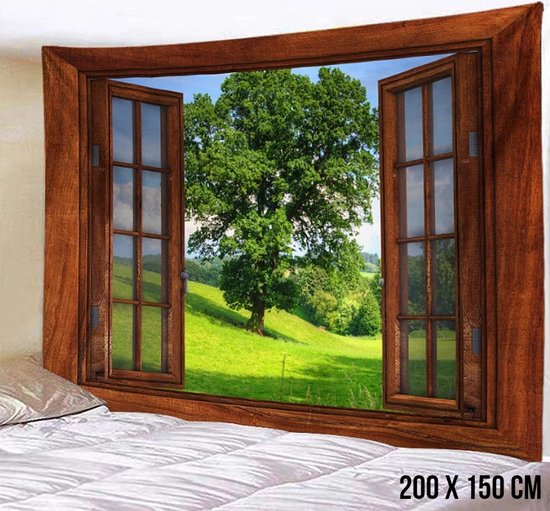 Allernieuwste.nl® Urban Loft Tapisserie XL Tapisserie Fenêtre Extra Paysage Décoration murale Murale Minimalisme Tapisserie Murale Tapisserie - Fenêtre - 200 x 150 cm