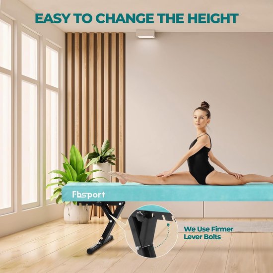 Poutre D'Équilibre Gymnastique FBSPORT 240-300cm - Enfants, Débutants - Pliable, Antidérapante - Améliore Coordination
