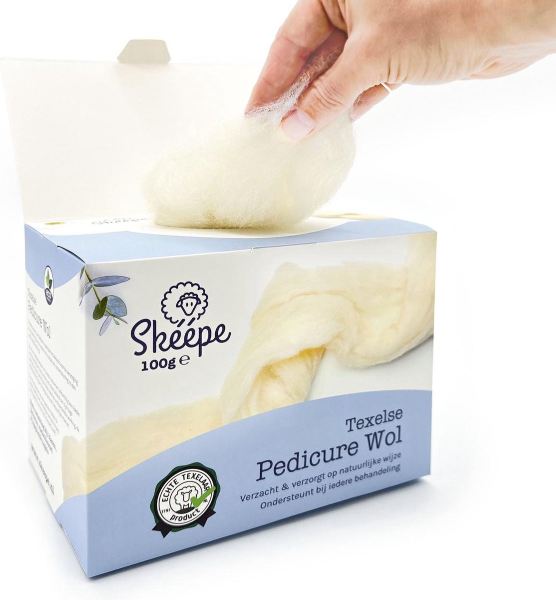 Goedkoopste Texel Pedicure wol - Voeten Schapenwol - voetverzorging - Hielspoor - Blaren - Eelt - Likdoorn - pijnlijke voeten – 100 gram.