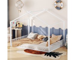 Gutent Kinderbed, Wit (Zonder matras), 140 x 200 cm, Zonder matras, bed met ijzeren frame, huisstijl