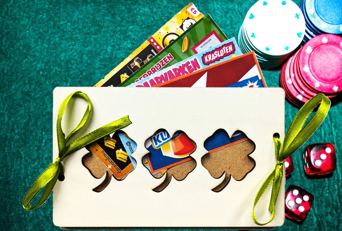 Geld Cadeaukaart Geluk - Onbedrukt - 14 Varianten - MDF wit 3mm - Veel geluk cadeau - geluksbrenger - Klavertje vier - nieuwe baan - new job - good luck cadeau envelop - veel succes - geldkaart