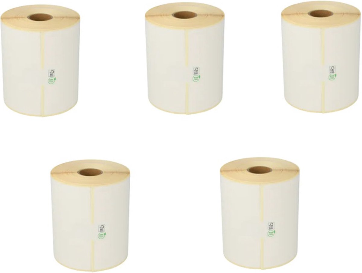 Label Sticker Geschikt voor Zebra labels 102 x 210 mm 800264-605 | Wit - 210 Etiketten per Rol - 5 stuks - Geschikt voor: ZD420D GK420D ZT220 ZT230 GK420T ZD220