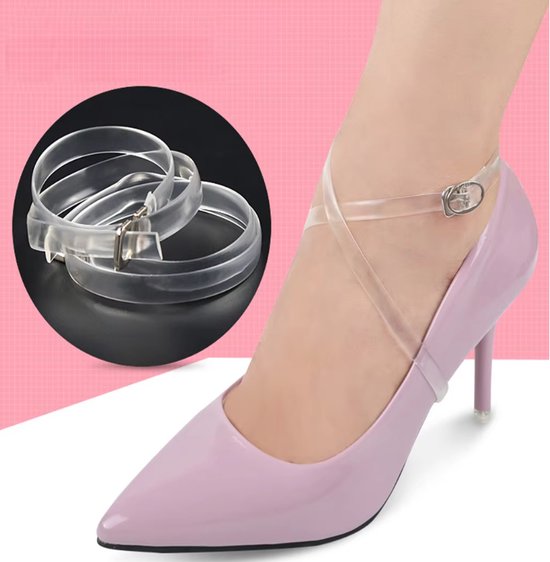1 paar Transparante Schoenenbandjes - Elastische Bandjes voor Comfort op Hoge Hakken - Schoenveter Hoge Hakken - Veters - Schoen Bandjes - Voorkomt dat je schoenen uitvallen